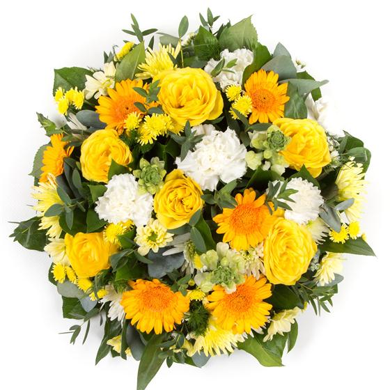 Gold & White Posy Pad Funeral Flowers Blackburn